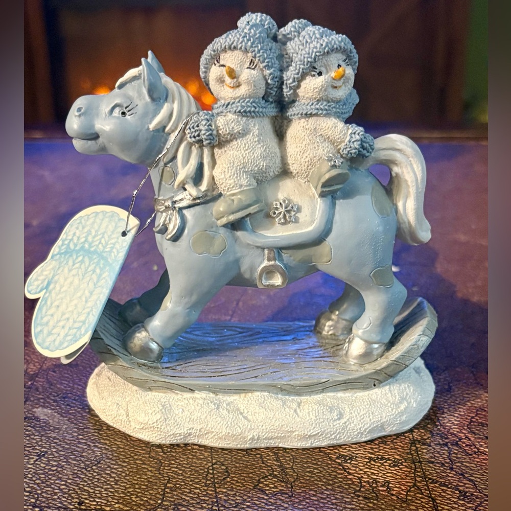Blue and Silver Rocking Horse Figurine